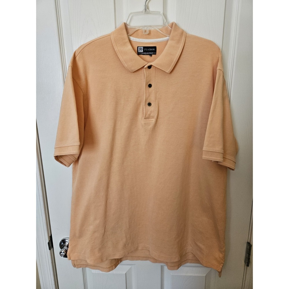 Jos. A. Bank Men's Peach Leadbetter Golf Polo 100% Cotton Short Sleeve Shirt, L